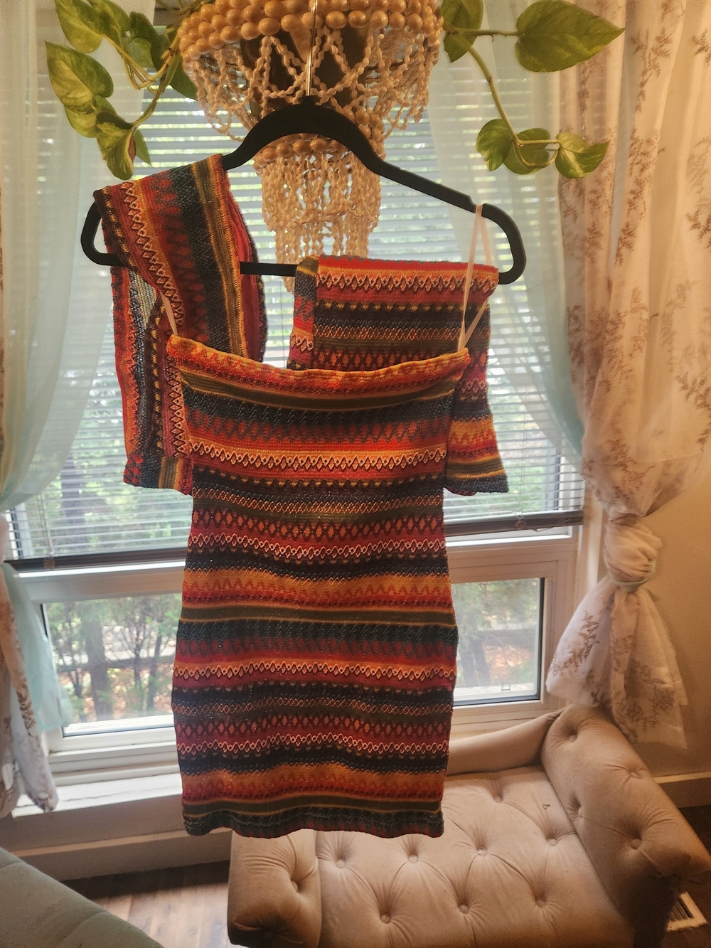 Multicolor Striped Women’s Dress, Top And Shorts Set